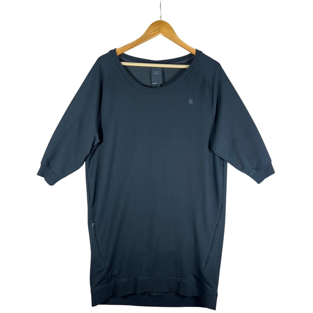 G Star Raw Correctline Shirt Dress‎ Womens L Black 3/4 Sleeve Casual Mini